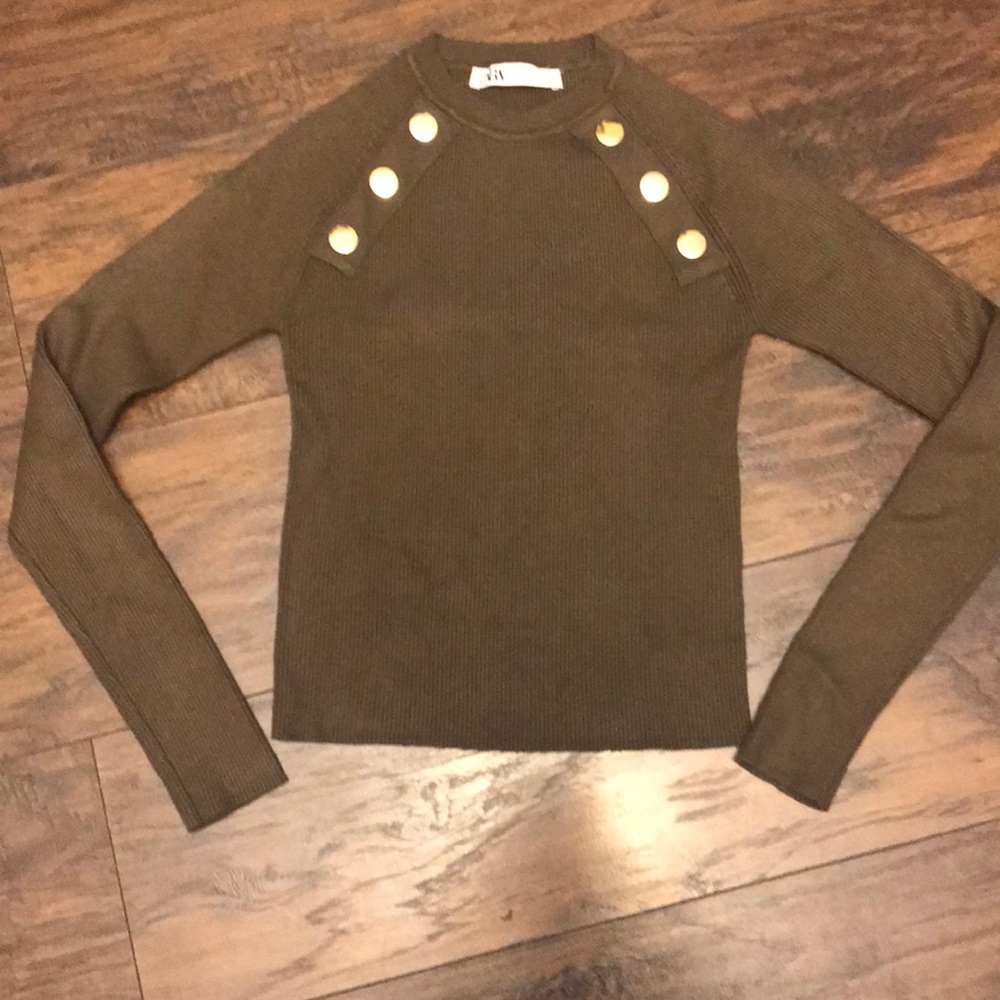 NWOT Green ribbed zara sweater